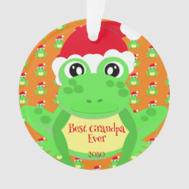 フォトクリスマスオレンジカエルかわいいサンタハットパターン オーナメント