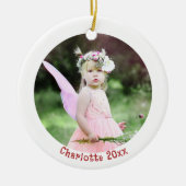 フォトクリスマスオーナメントと子供名 セラミックオーナメント (正面)