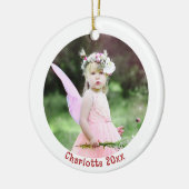 フォトクリスマスオーナメントと子供名 セラミックオーナメント (左)