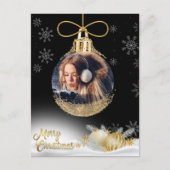 フォトクリスマスオーナメントスノーフレークモダン予算 シーズンポストカード (正面)