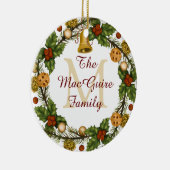 フォトクリスマスオーナメントヴィンテージリースモノグラム セラミックオーナメント (右)