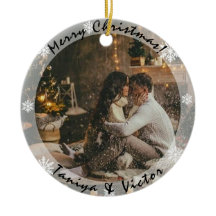 フォトクリスマスオーナメント付き透明フレーム