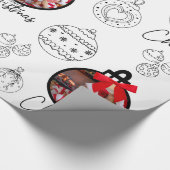 フォトクリスマスオーナメント白黒 ラッピングペーパー (角)