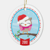 フォトクリスマスオーナメント::フェスティバルフクロウ3 セラミックオーナメント (左)