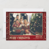 フォトクリスマスカードと家族写真赤い色 シーズンカード (正面)