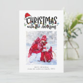 フォトクリスマスカードサンタハットストリングライト シーズンカード (スタンド正面)