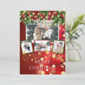 フォトクリスマスカードストリングライト金ゴールド星 シーズンカード (スタンド正面)