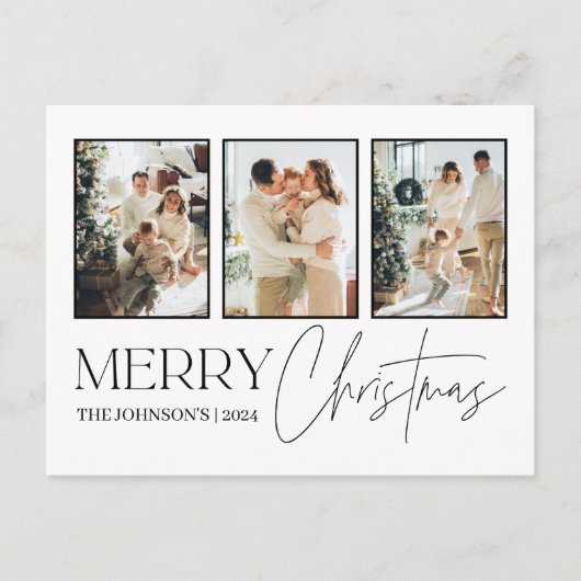 フォトクリスマスカードモダン、メリークリスマス シーズンポストカード (正面)