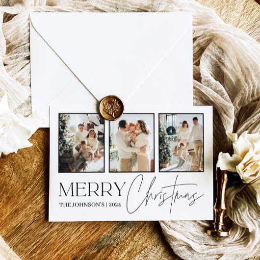 フォトクリスマスカードモダン、メリークリスマス シーズンポストカード