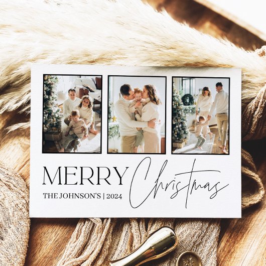 フォトクリスマスカードモダン、メリークリスマス シーズンポストカード
