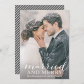 フォトクリスマスカード結婚したの新作 – メリーと シーズンカード (正面/裏面)
