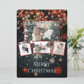 フォトクリスマスカード雪片ストリングライト シーズンカード (スタンド正面)
