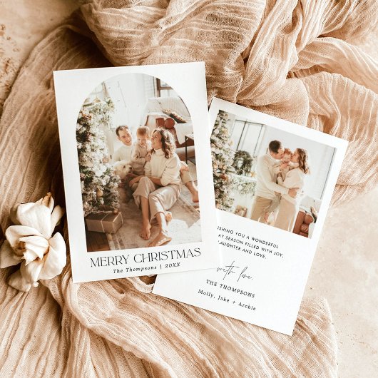 フォトクリスマスカード |アーチ型フォトホリデーカード 招待状