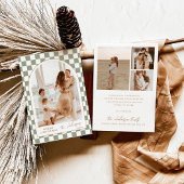 フォトクリスマスカード、セージグリーンボーホホリデーカード 招待状