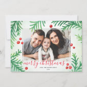 フォトクリスマスカード |赤クラシックと緑 シーズンカード (正面)