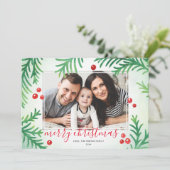 フォトクリスマスカード |赤クラシックと緑 シーズンカード (スタンド正面)