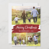 フォトクリスマスカード(3枚の写真付き、赤) シーズンカード (正面)