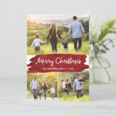 フォトクリスマスカード(3枚の写真付き、赤) シーズンカード (スタンド正面)