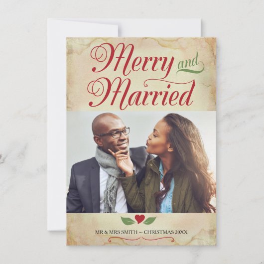 フォトクリスマスカーメリードと結婚した シーズンカード (正面)
