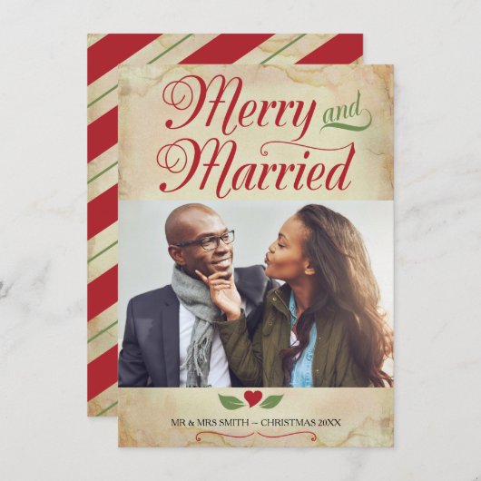 フォトクリスマスカーメリードと結婚した シーズンカード (正面/裏面)