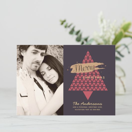 フォトクリスマスカーモダンド – メイブバラ幾何学模様 シーズンカード (スタンド正面)