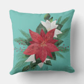 フォトクリスマスギフトポインセチア投げピル クッション (裏面)