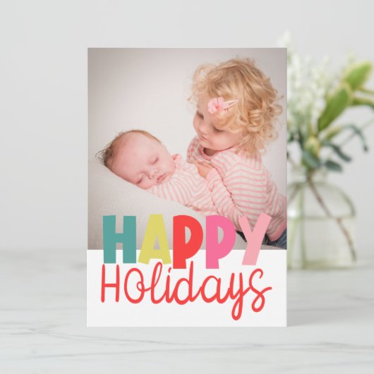 フォトクリスマスグリーティングカードとハッピーホリデー カード (スタンド正面)
