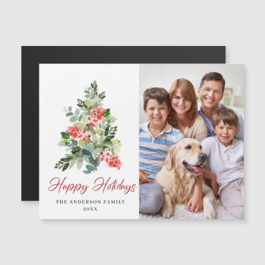 フォトクリスマスグリーティングホリデー磁気カード (正面/裏面)