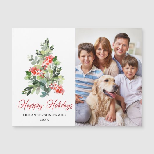 フォトクリスマスグリーティングホリデー磁気カード (正面)