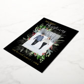 フォトクリスマスグリーンのグリーティングブラック 箔シーズンカード (回転した状態)