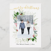 フォトクリスマスグリーンの挨拶 箔シーズンカード (正面)