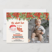 フォトクリスマスサンタファースト誕生日 招待状 (正面)