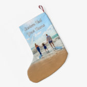 フォトクリスマスストッキングとカスタム文字名 スモールクリスマスストッキング (裏面 (吊り時))