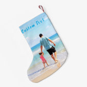 フォトクリスマスストッキングカスタム文字名 スモールクリスマスストッキング (裏面 (吊り時))