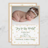 フォトクリスマススノーフレーク男の赤ちゃん発表 シーズンカード (正面/裏面)