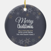 フォトクリスマススノーフレーク石板グレー炭 セラミックオーナメント (裏面)