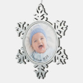 フォトクリスマスタイポグラフィ年 スノーフレークピューターオーナメント (右)