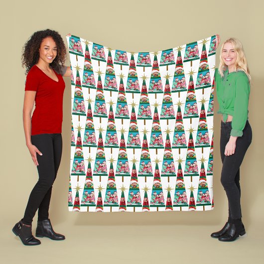 フォトクリスマスツリー フリースブランケット