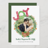 フォトクリスマスニューイヤーズジョイリースパーソナライズされた シーズンカード (正面/裏面)