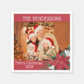 フォトクリスマスパーティーポインセチア・ナプキンス スタンダードカクテルナプキン (正面)