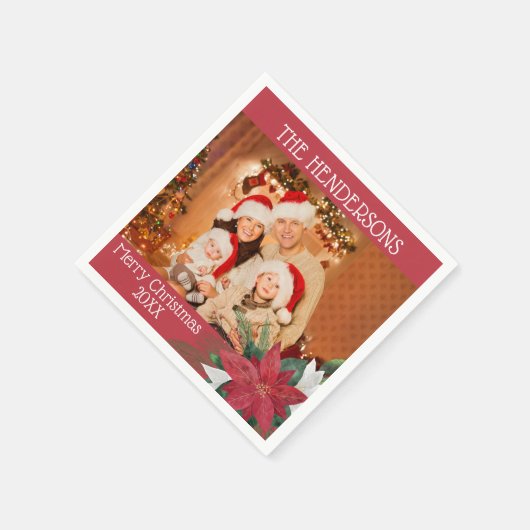 フォトクリスマスパーティーポインセチア・ナプキンス スタンダードカクテルナプキン (角)