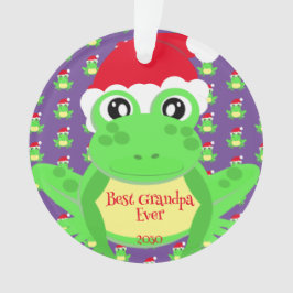 フォトクリスマスパープルカエル可愛いサンタハットパターン オーナメント
