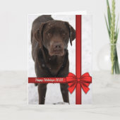 フォトクリスマスビッグレッドボウホリデーリボンフレーム カード (正面)