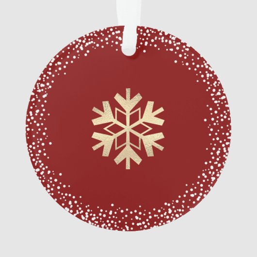 フォトクリスマスピースラブジョイ金ゴールドスノーフレークはっきりした オーナメント (裏面)