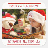 フォトクリスマスファミリー名 スクエアシール (正面)