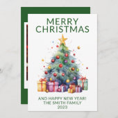 フォトクリスマスプレゼントグリーンホリデー招待状 招待状 (正面/裏面)