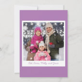 フォトクリスマスプレゼント紫の休日 招待状 (裏面)