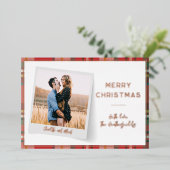 フォトクリスマスホリデーズスクリプトボタニカルシルバー 箔シーズンカード (立ち正面)