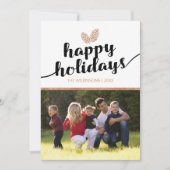 フォトクリスマスホリデーパインコーン |白黒 シーズンカード (正面)