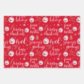 フォトクリスマスホリデーフレーズ品種パック ラッピングペーパーシート (正面3)